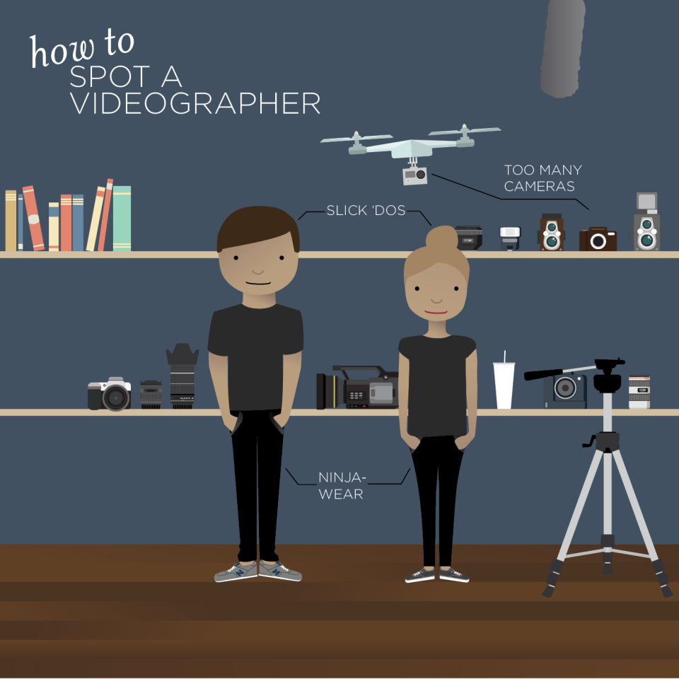Illustration of two videographers in a studio