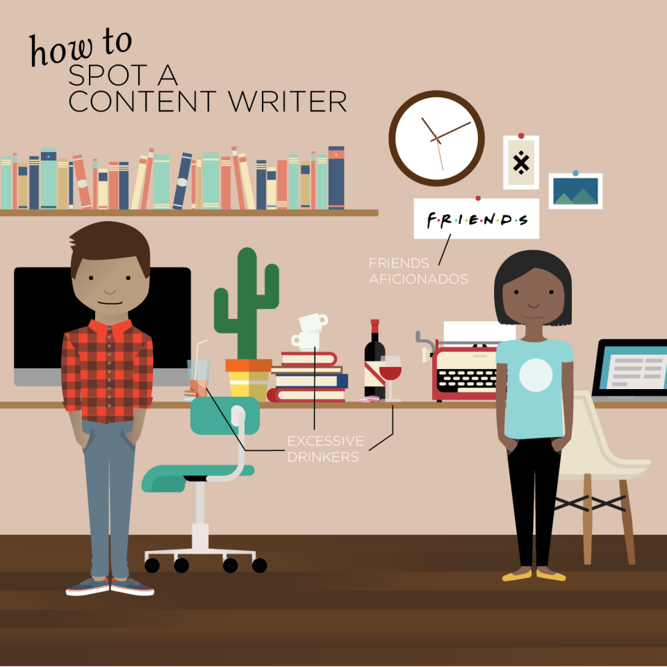 Illustration of two content writers