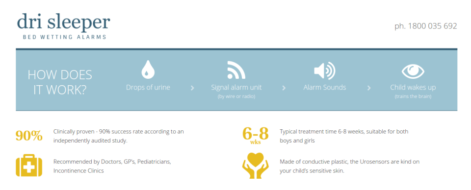 an extract of the bedwetting alarms website
