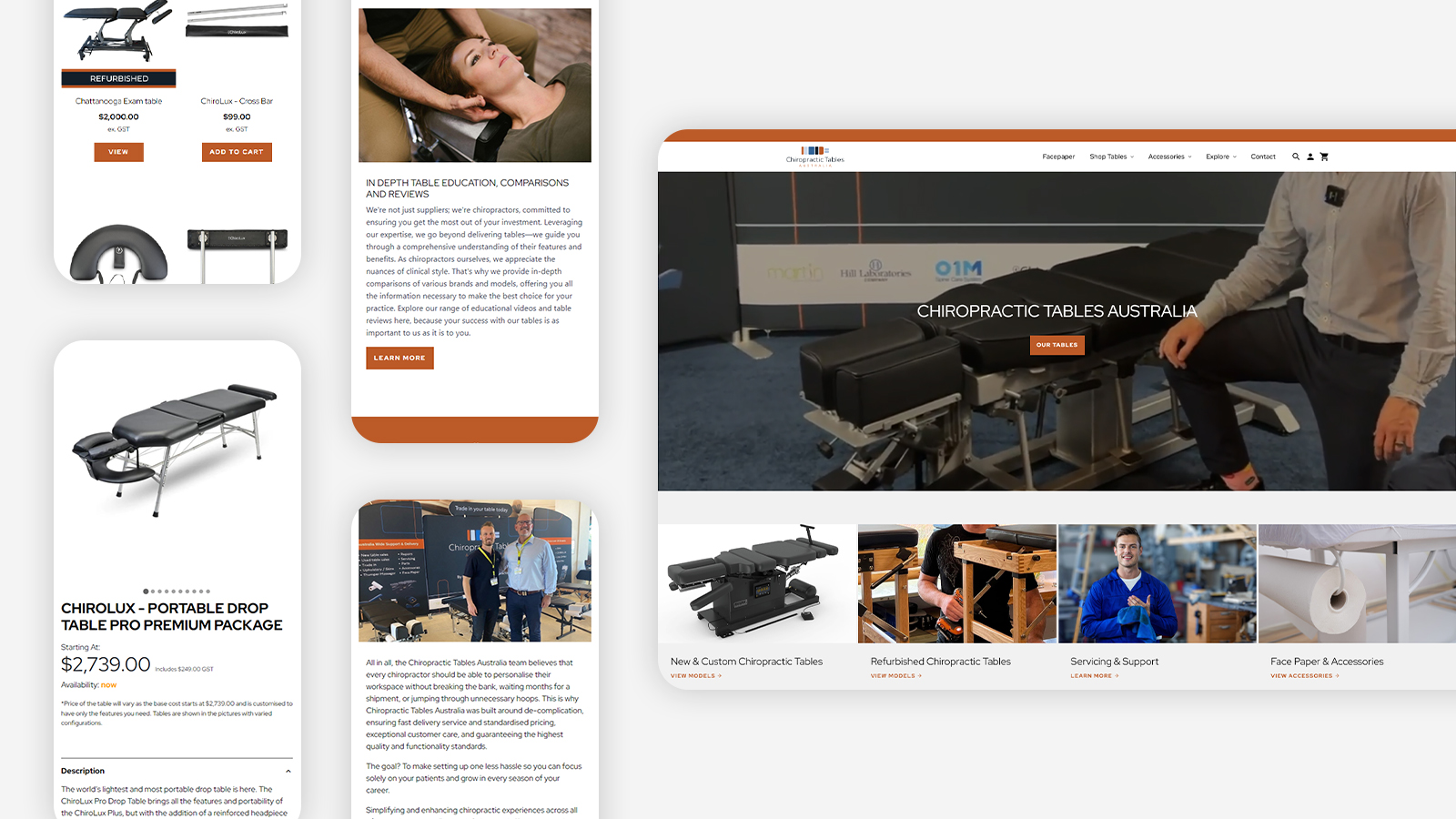 Chiro Tables website overview