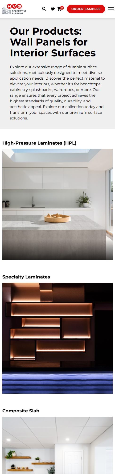 HVG Building product page mobile view