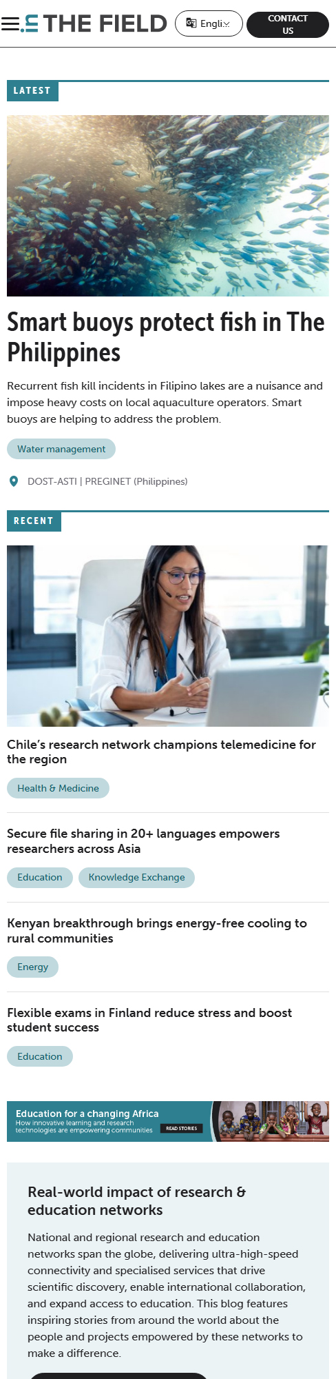 In the Field Stories Homepage Mobile View