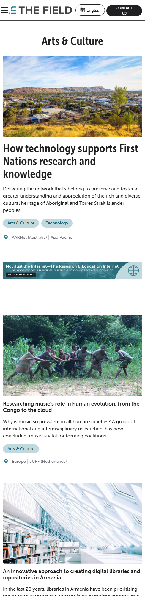 In the Field Stories Research Page Mobile View