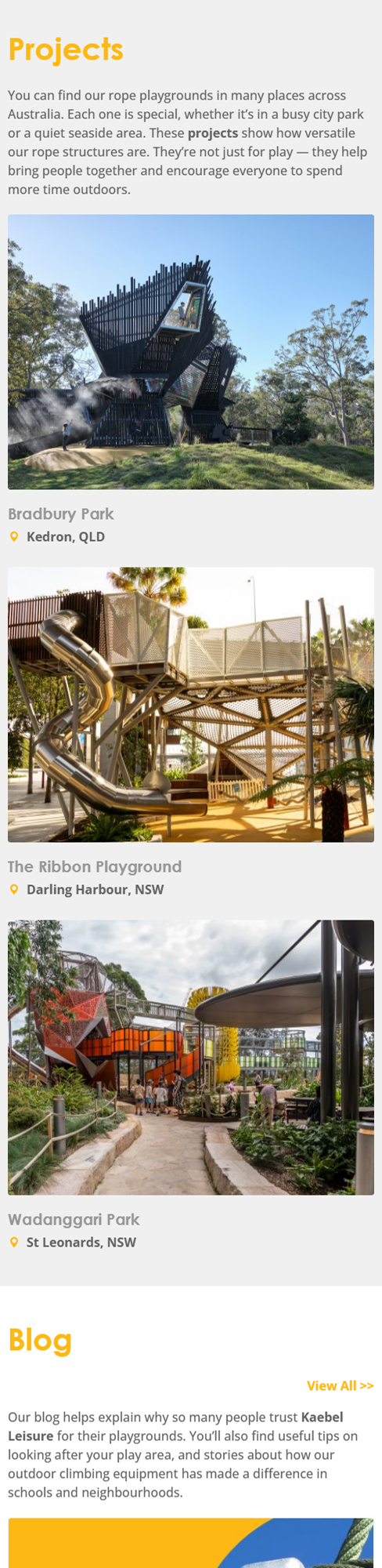 Kaebel Leisure Project Page Mobile View