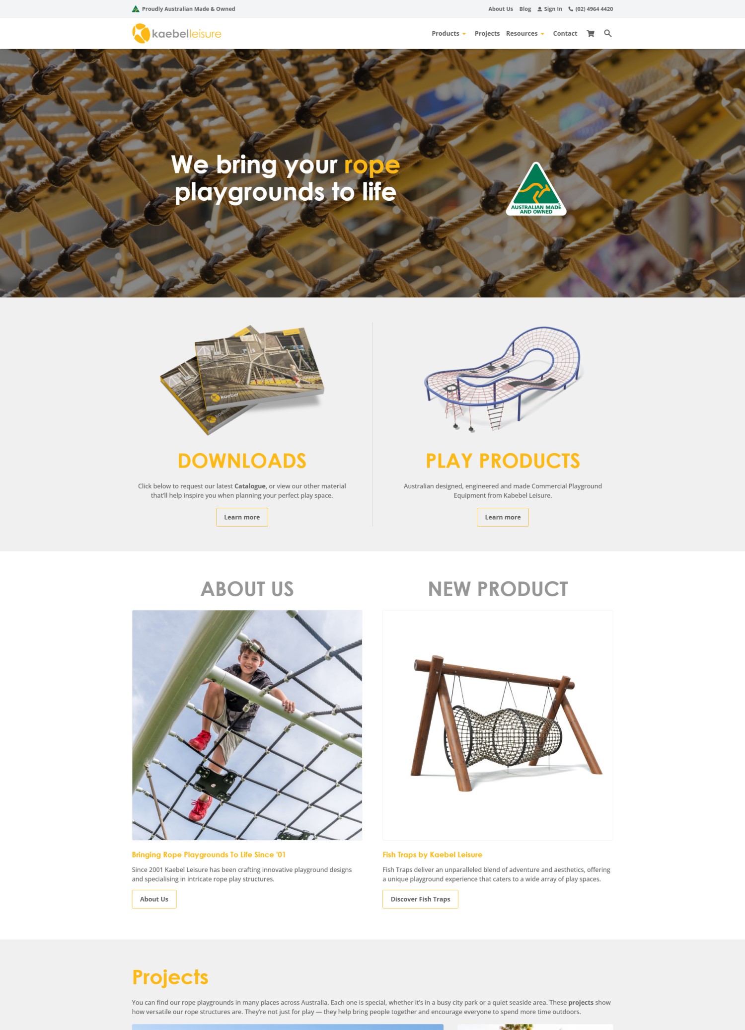 Preview of the custom designed and developed website nucleo completed for Kaebel Leisure