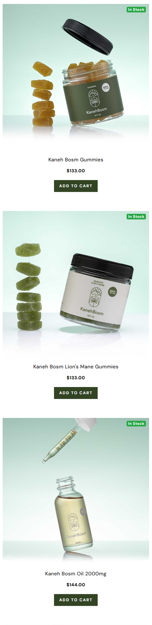 Kaneh Bosm mobile view of the product page