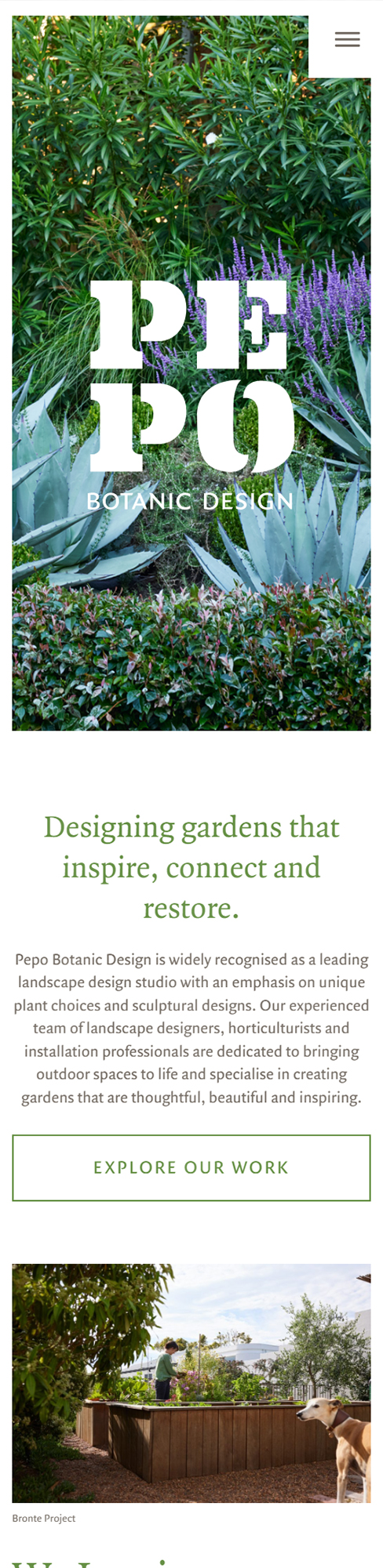 Pepo website homepage mobile view