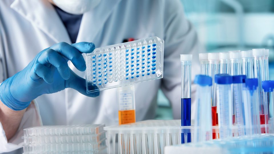 A photo of testing chemicals on a lab