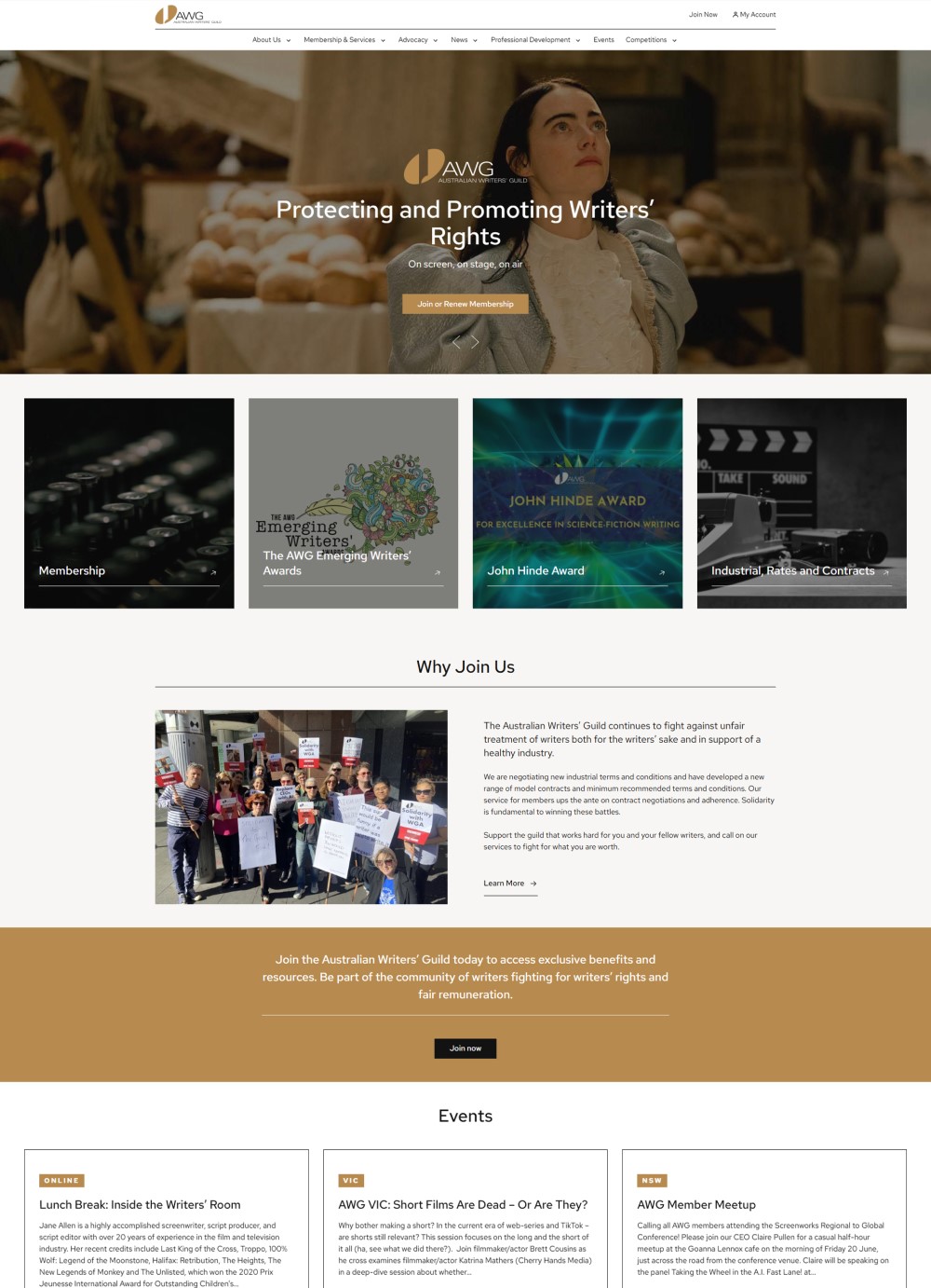 Australian Writers Guild website preview