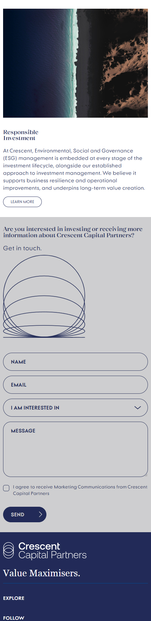 Mobile preview Crescent WordPress website