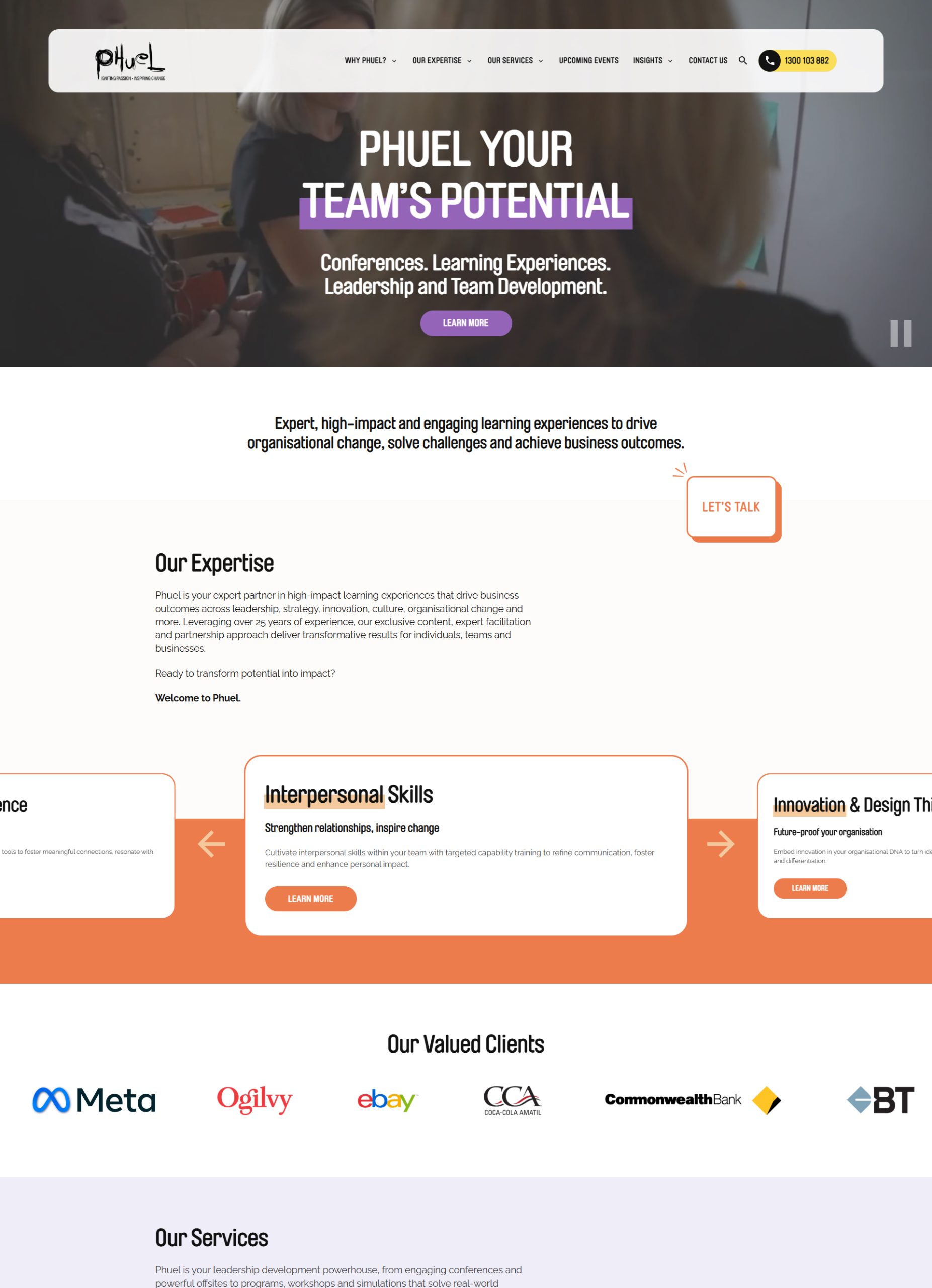 A desktop preview of the customer wordpress theme we developed for Phuel